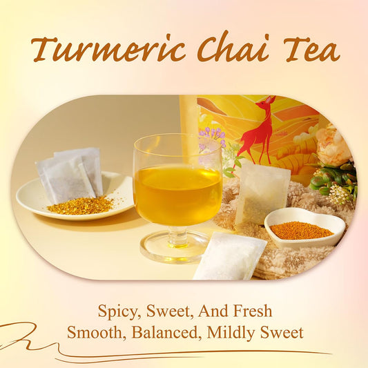 WT WEETEE Turmeric Chai Tea Bags 100 Count, Caffeine-Free Ginger Spiced Tea