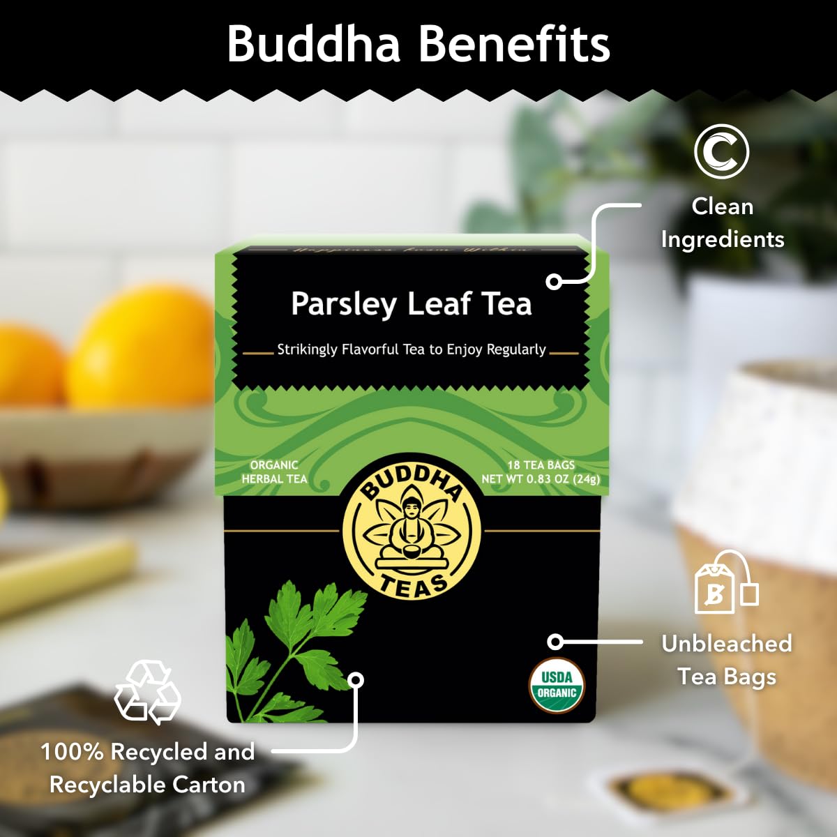 Buddha Teas Organic Parsley Leaf Tea - Herbal Tea, Caffeine Free