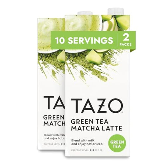 TAZO Green Tea Matcha Latte Concentrate, Sweetened with Notes of Honeydew Melon &amp; Tropical Fruit, for Hot or Iced Lattes, Mocktails, Easy-to-Serve, 32 oz Carton (Pack of 2)