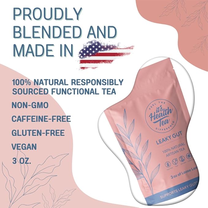 Leaky Gut & Thyroid Balance Herbal Tea – Caffeine-Free Herbal Blend | Supports Digestive, Immune & Thyroid Function | Paleo Friendly | 35 Tea Bags (3 oz)