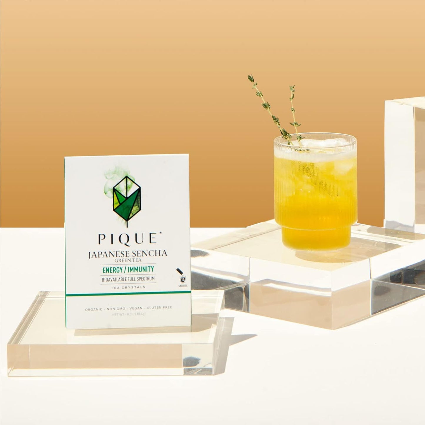 Pique Organic Sencha Tea Crystals - Supports Immunity, Energy - 28 Single Serve Sticks (Pack of 2)