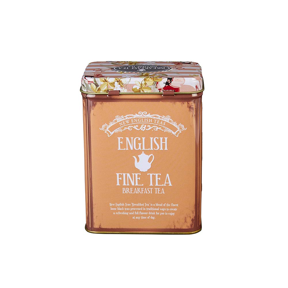 Vintage Floral Tea Tin with English Breakfast Loose Leaf Tea 125g