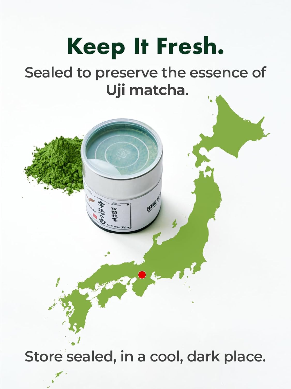TAGASHIRA CHAHO "Uji no Shiro" Uji Matcha Green Tea Powder (30g/1.06oz) - First Harvest, Stone Milled, Authentic Ceremonial Grade, 100% Product of Japan