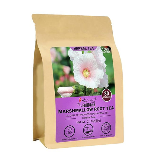 FullChea - Marshmallow Root Tea, 2g X 30 Count - Premium Natural Dried Cut & Sifted Althaea Officinalis - Non-GMO - Caffeine-free & Promote Digestion