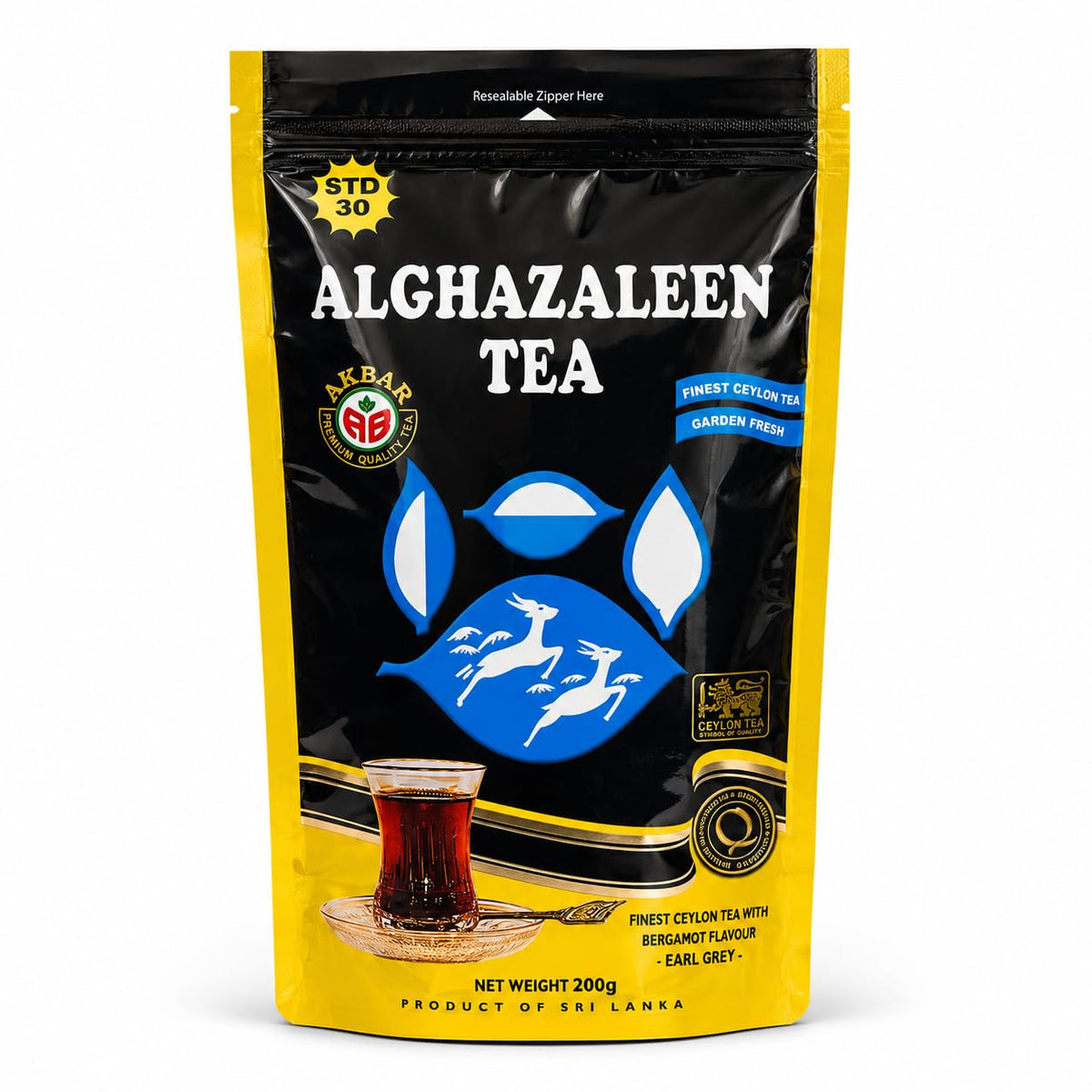 Alghazaleen Loose Leaf Earl Grey Tea, Ceylon Black Tea, 200 g (7.05 oz)