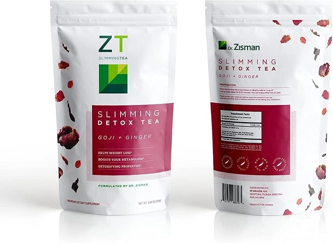 Dr. Zisman ZT Slimming - Goji-Ginger Herbal Tea Blend - Tea with Goji Berries & Ginger Root for a Refreshing Flavor - 30 Day Wellness Blend (30 Servings)