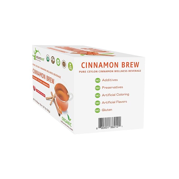 Pure Ceylon Cinnamon Brew - Organic Ceylon Cinnamon Tea Bags (40 Sachets - pack of 2 – 20 COUNT PER BOX)