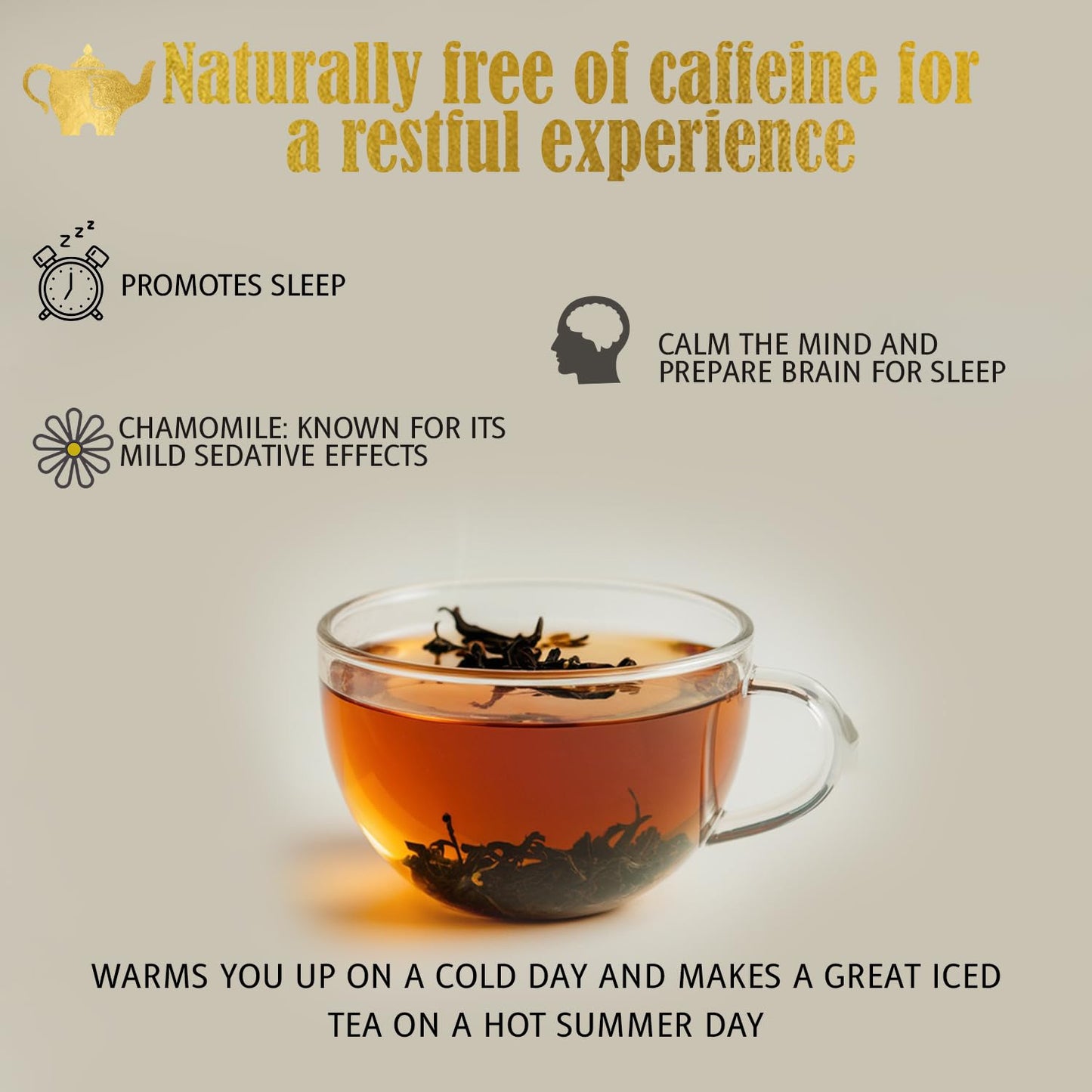 Egyptian Chamomile Tea, Organic Loose Leaf Herbal Tea – Cozy, Calming – Supports Stress Relief, Relaxation &amp; Sleep – 4 oz Resealable Bag (Makes 50 Cups) – The Elegant Elephant