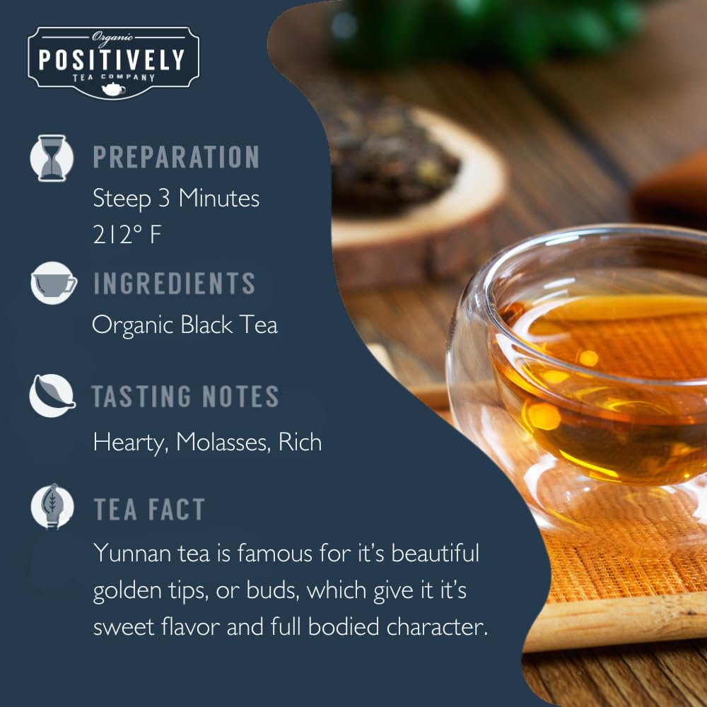 Organic Positively Tea Company Positively Tea, Organic Yunnan Black Tea, Loose Leaf, 16 Ounce