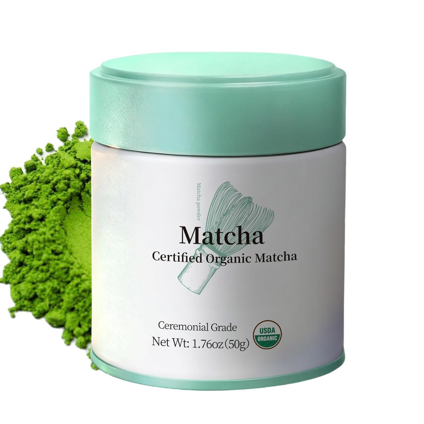 MatchAdmire Matcha Powder Ceremonial Grade USDA Organic, Premium First Harvest Green Tea Powder,Unsweetened Authentic, Rich Flavor,100% Vegan with No Fillers,Radiation-Free Matcha(1.76oz/50g)