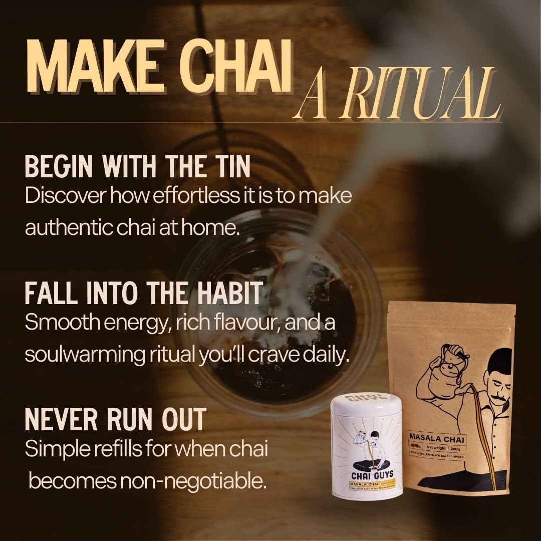 Masala Chai Tea Loose Leaf – Spiced Indian Black Tea with Cinnamon, Ginger, Cardamom &amp; Cloves – Strong CTC BOP Blend for Chai Latte – 4.4 oz (125g) – Chai Guys