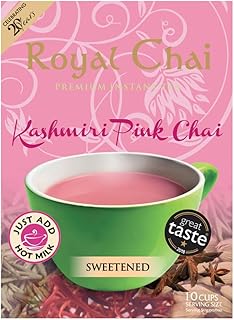 ‎Royal Chai | Kashmiri Pink Chai Sweetened | 10 Count Single Box | All Natural, No Preservatives | Premium Instant Tea | Made in the UK