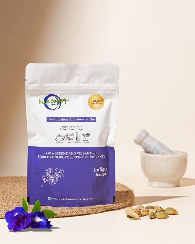 Blue Pepper Tea Infusion, Butterfly Pea Flower Blend with Ginger, Tulsi (Holy Basil), Amla (Indian Gooseberry) & Cardamom