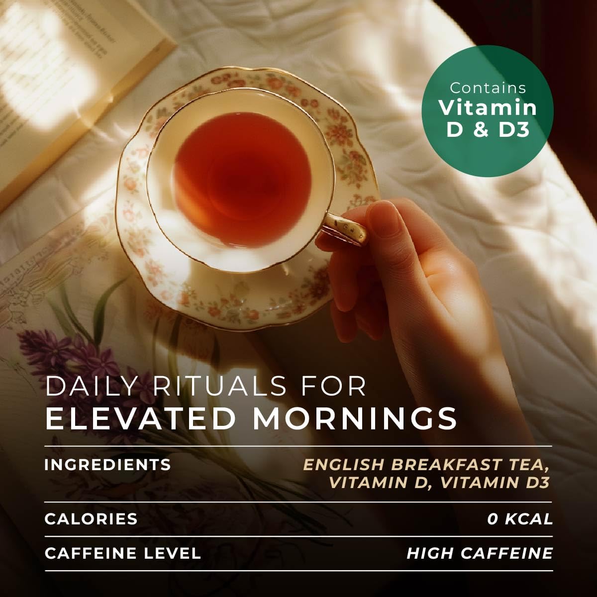 Gya Tea Co English Breakfast Tea Gift Set (16 ct) - High Caffeine Wellness Tea Pod Rich in Vitamin D, D3 for Refresh & Energy