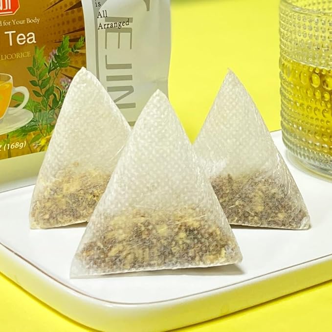 XIEJINJI Licorice Root Tea, 4.2g/Bags, Re-usable for Brew, Natural Sweet, No Sugar, No Caffeine, Aid in Digestion & Promote Respiratory Health, Eco-Conscious Tea Bags, Resealable Bag