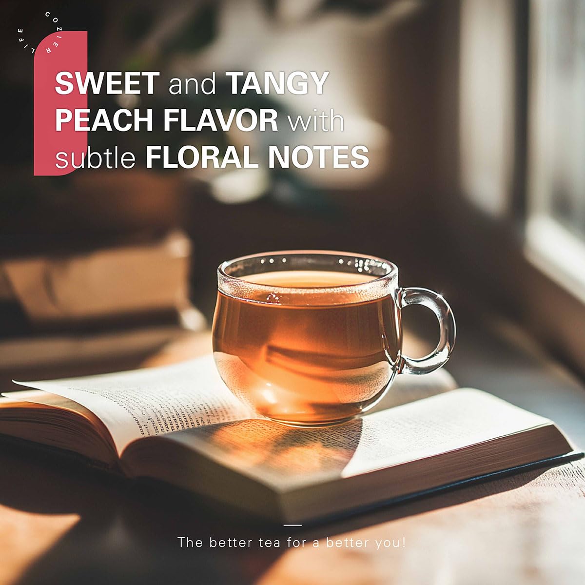 WT WEETEE Peach Herbal Tea Bags 100 Count, Bright, Juicy &amp; Fruity Infusion