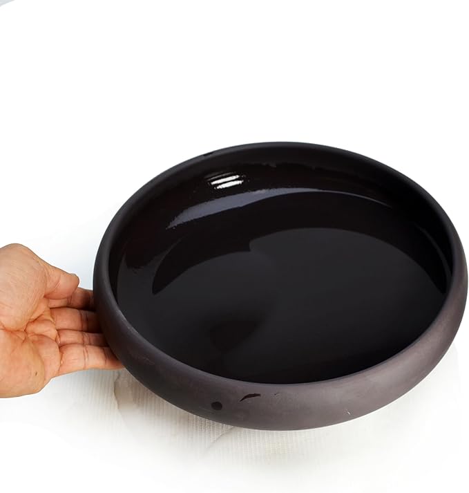 Tray Saucer Mat Kungfu Tea 10inch/26cm Saving Water Classical Charm Dragon Black Clay Decorations (L dragon)