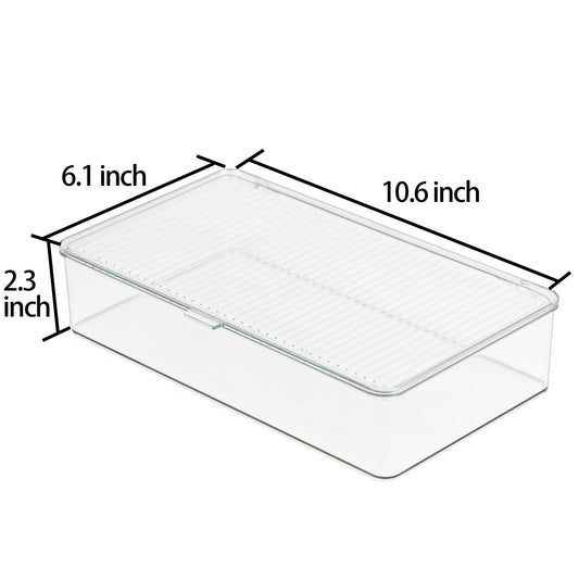 ZEXALOR Clear Plastic Storage Bin with Lid, Organizer for Pantry, Office, Bathroom, Kitchen, Snack, Tea Bag, Coffee Container