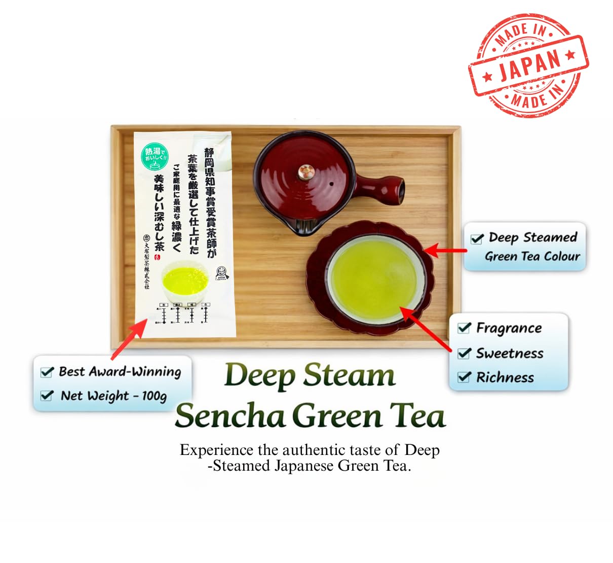 Otsuka Green Tea Co - Kakegawa Deep Steamed Sencha (Award-Winning Japanese Green Tea) 100g - Directly Imported from Japan
