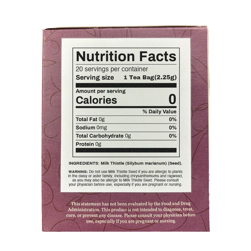 Positively Botanicals, Organic Milk Thistle Herbal Tea Bags, 20 Count