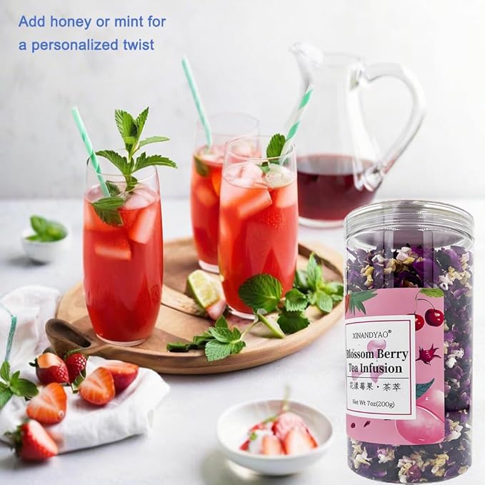 Tropical Flavor Fusion Fruit Tea, Fruity & Refreshing Herbal Tea |Peach,Hibiscus,Pineapple,Blackcurrant,Rose,Caffeine-FreeTea | 30+ Cups | Hot or Iced | Premium Quality, Woman-Owned | Loose Leaf Tea 7oz