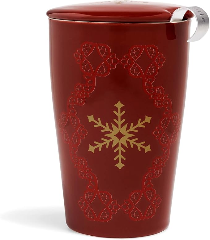 Tea Forte Double-Walled Ceramic Kati Cup, Removable Stainless Steel Infuser Basket and Lid, Steeps 1