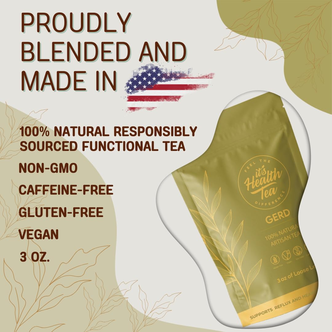 GERD Relief Herbal Tea: 8-Digestive Herb Blend, Natural Acid Reflux & Heartburn Aid, Pre/Post Meal Support, 3oz with 35 Bags