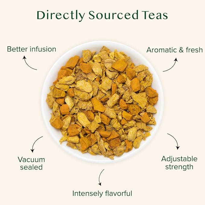 VAHDAM, Turmeric Ginger Herbal Tea (50+ Cups, 3.53oz) Caffeine Free | 100% Pure Herbal Blend - Savory & Spicy | Vacuum Sealed | Direct from Source