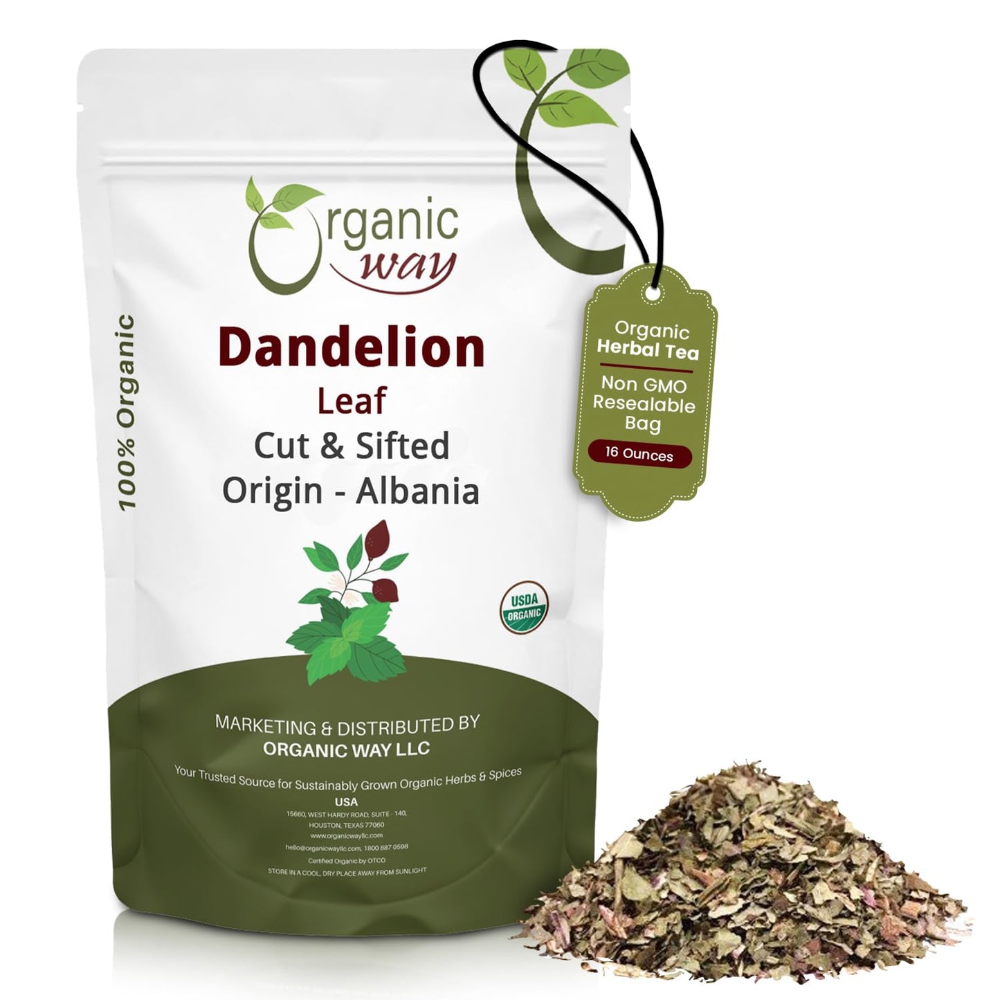 Organic Way Dandelion Leaf Cut &amp; Sifted - Herbal Tea (16 Oz)