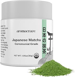 AROMACRAVE Japanese Matcha Green Tea Powder – Ceremonial Grade – Premium Finely Ground Green Tea – Smooth Flavor for Traditional Tea, Lattes & Baking – 1.05 oz (30g)
