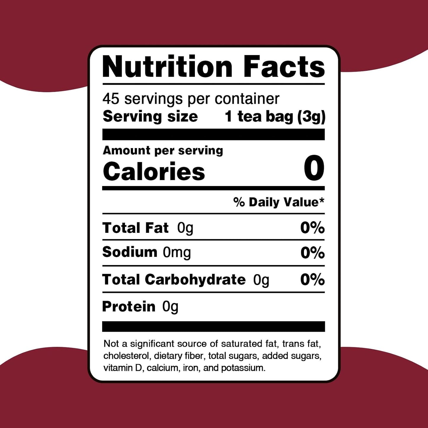FullChea Cranberry Apple Tea Bags, 45 Counts, Fruit Herbal Blend, Non-GMO