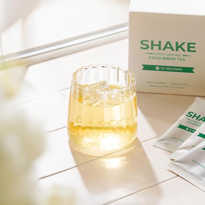 SHAKE Cold Brew Tea – Green Oolong | 15 Tea Bags | Premium Taiwan Tea, Zero Sugar | Smooth Flavor & Ready in 30 Seconds