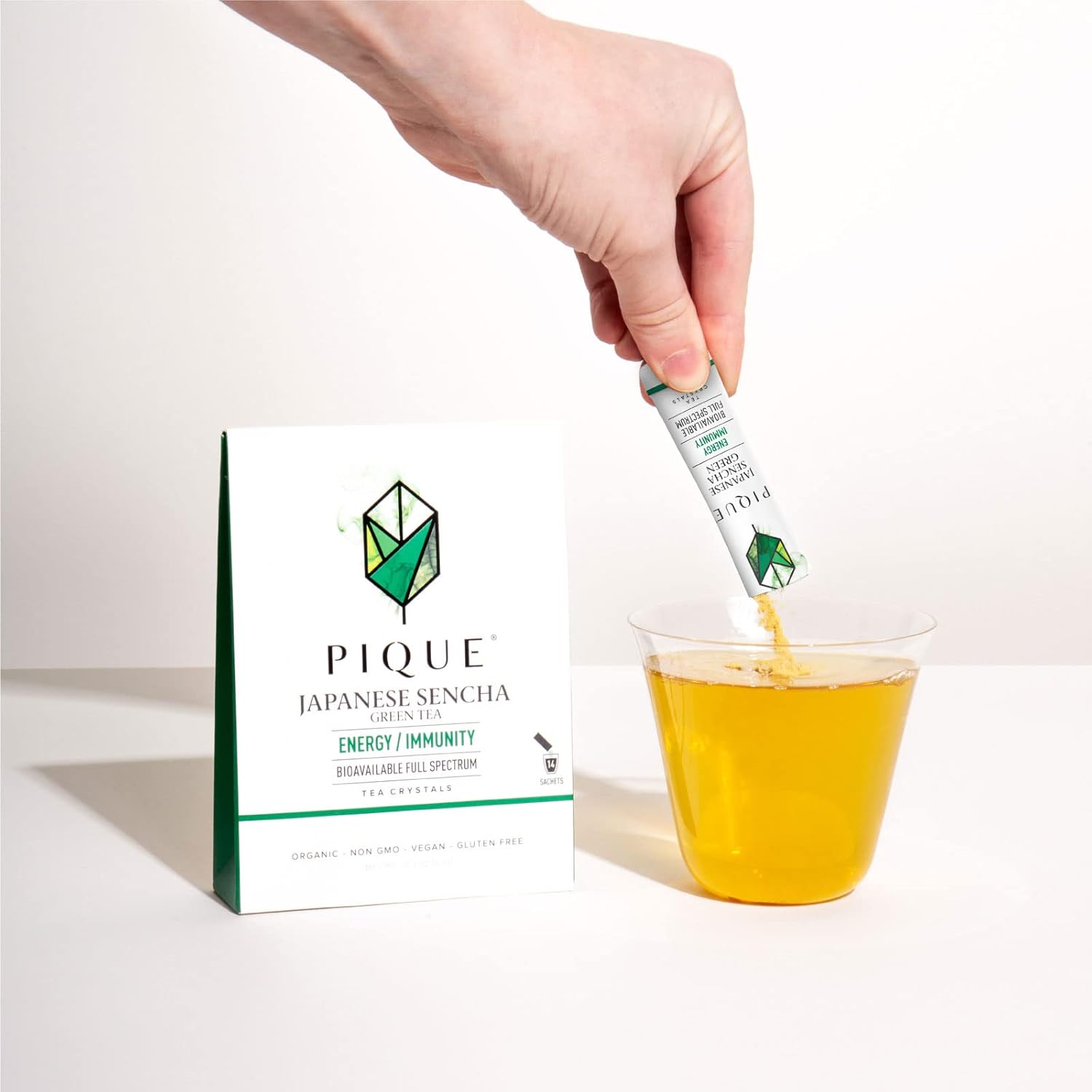 Pique Organic Sencha Tea Crystals - Supports Immunity, Energy - 28 Single Serve Sticks (Pack of 2)