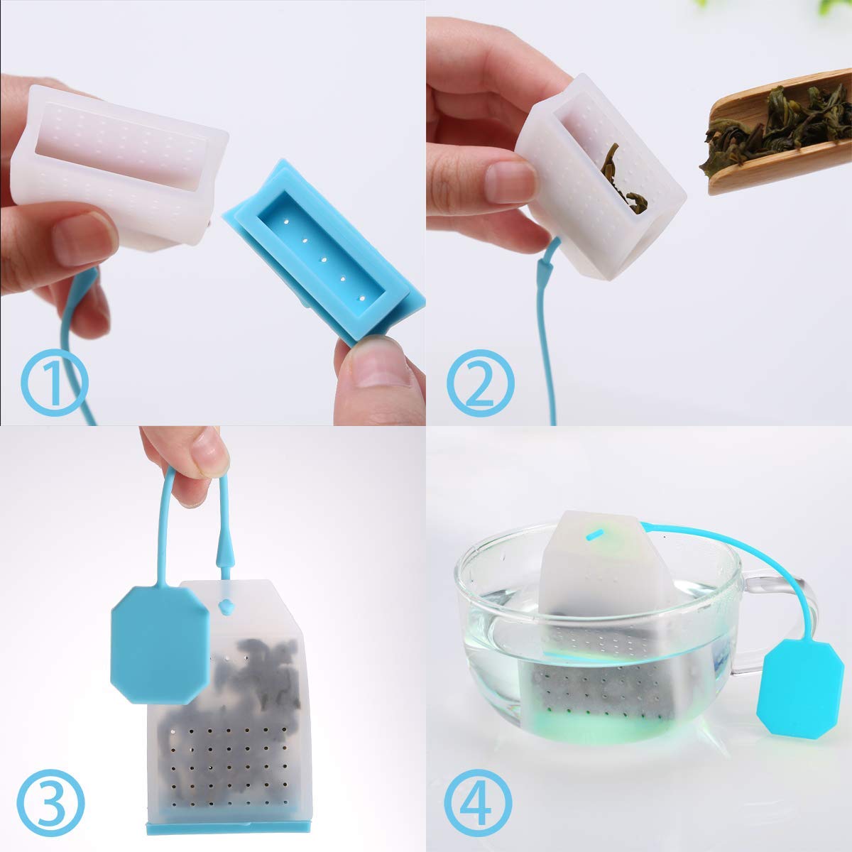 Ecurfu 6 Pack Silicone Tea Infuser, Reusable Tea Bags Tea Strainer Filter Tea Steeper Tea Diffuser Tea Holder for Loose Leaf
