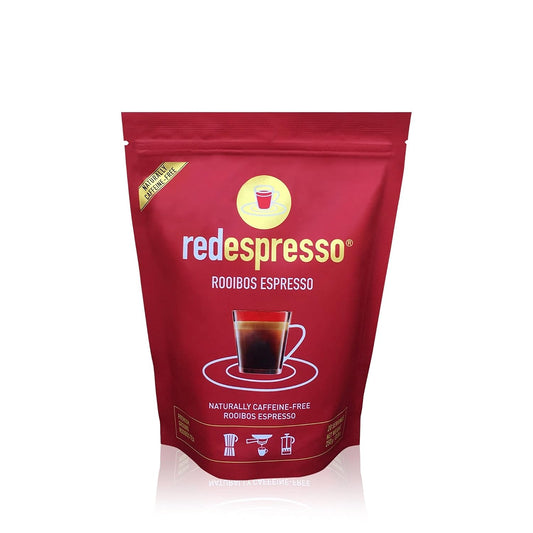 Red Espresso Rooibos Tea – Ground South African Red Tea for Espresso Machines – Caffeine-Free Herbal Brew, Coffee Alternative, Brews Like Coffee – 8.8 oz (250 g) | Caffeine-Free South African Red Tea, Coffee Alternative, Herbal Brew for Espresso, French P