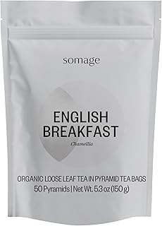 Chamellia Organic English Breakfast Tea - 50 x Pyramid Tea Bags in a Pouch 5.3oz (150g)(Camellia Sinensis) Single unit