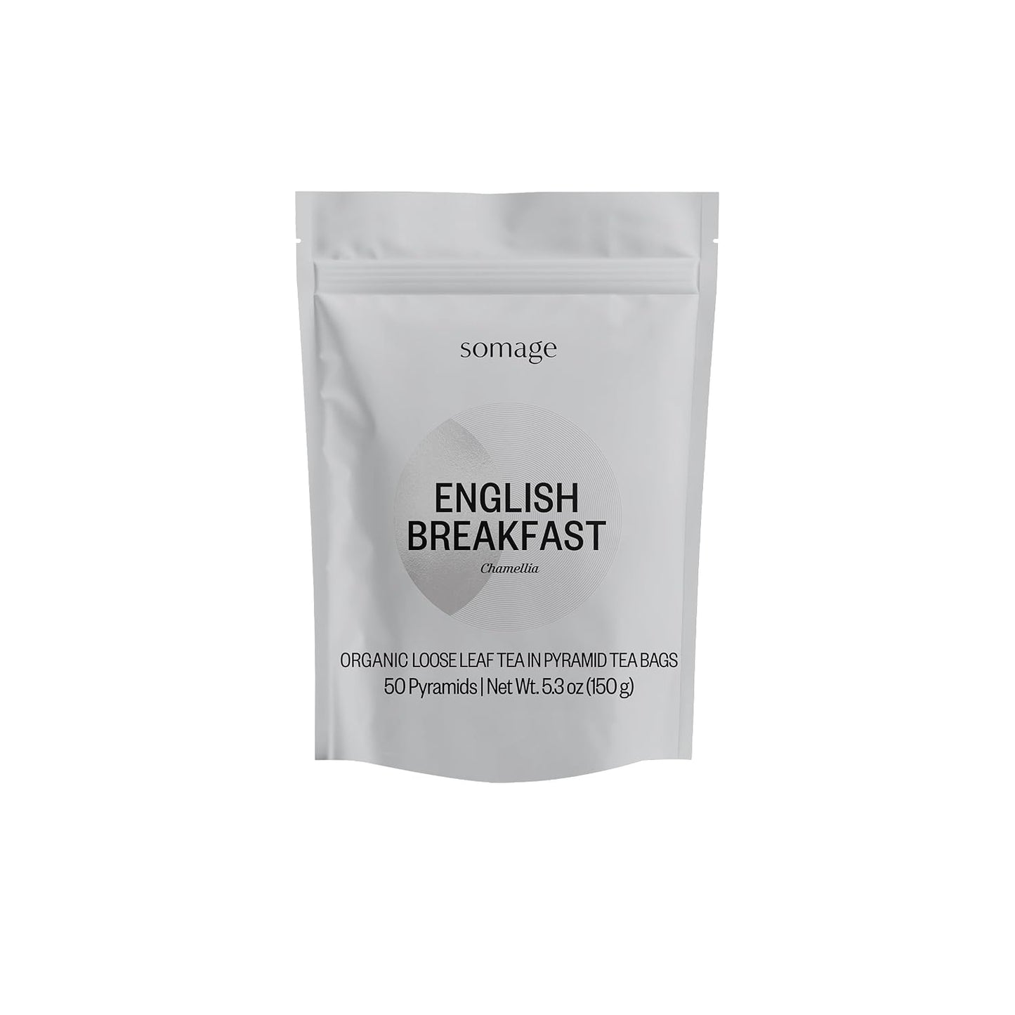 Chamellia Organic English Breakfast Tea - 50 x Pyramid Tea Bags in a Pouch 5.3oz (150g)(Camellia Sinensis) Single unit
