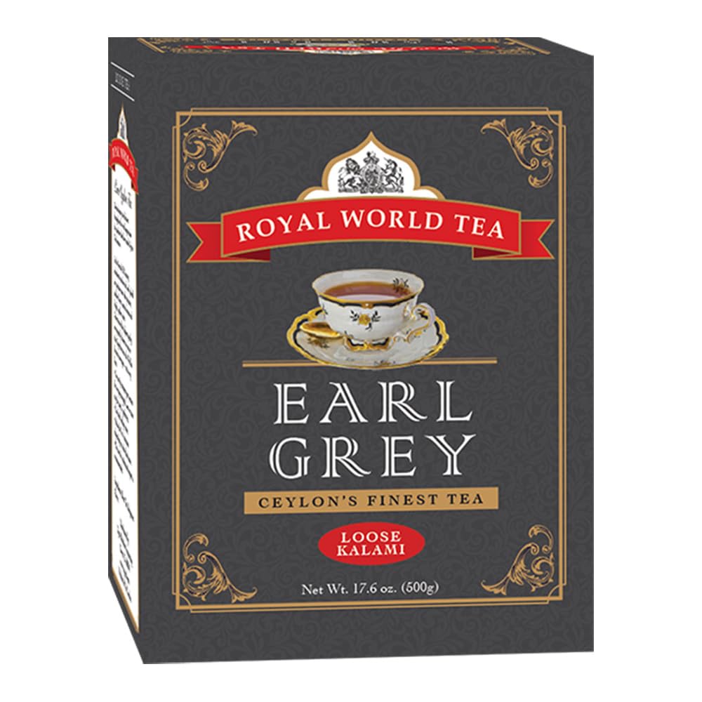 Royal World Loose Leaf Earl Grey Tea – Premium Blend of Bergamot &amp; Ceylon Black Tea – Ideal for London Fog &amp; Iced Drinks – Perfect for Recipes – Sourced from Sri Lanka – Minimal Packaging, 17.6oz