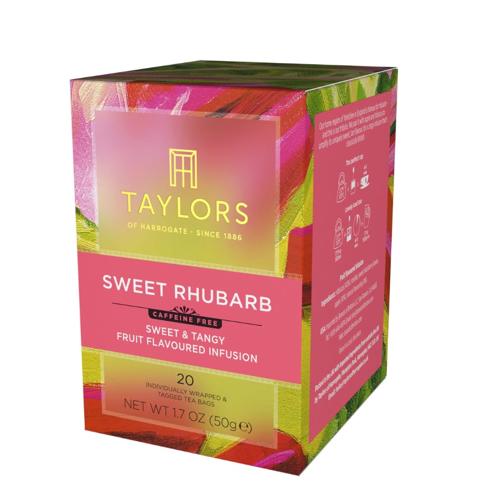 Taylors of Harrogate Sweet Rhubarb Herbal Tea Bags, 20ct (Pack of 1)
