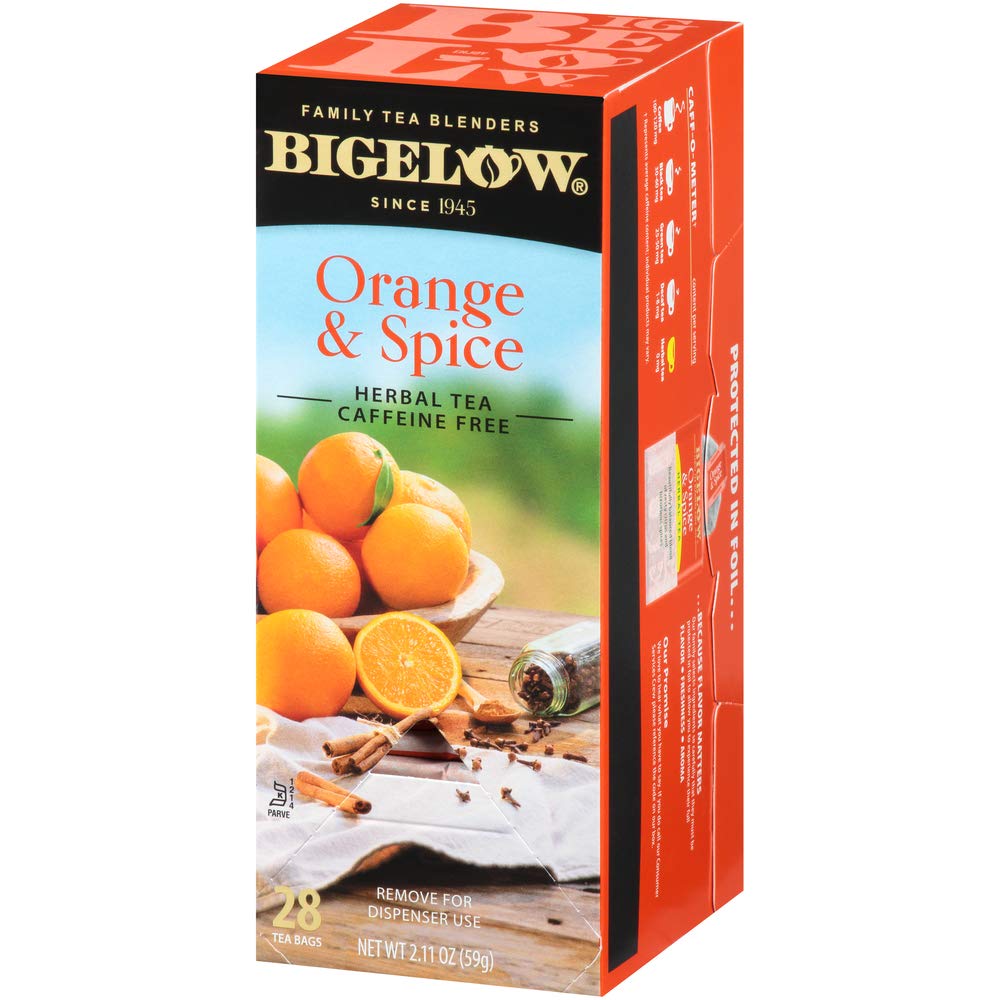 Bigelow Tea Bigelow Orange & Spice Herbal Tea 28-Count Box (Pack of 1) Caffeine-Free Soothing Herbal Tea Sweetly Citrus-y Tea