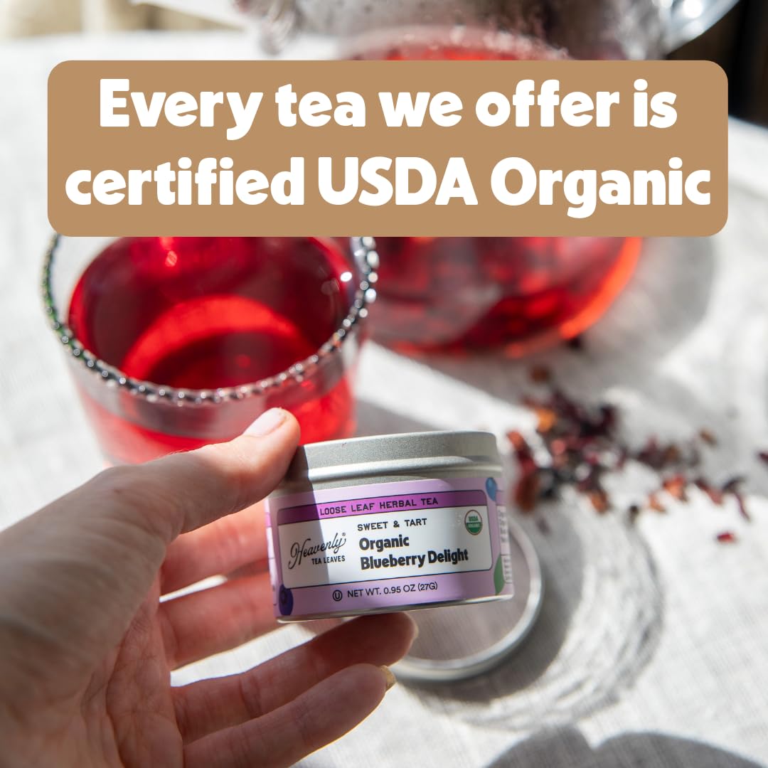 Heavenly Tea Leaves Organic Peppermint Herbal Tea, 50 Plastic-Free Bags | Naturally Caffeine-Free, Cool &amp; Refreshing, Great Hot or Iced, Plastic-Free Pyramid Bags, 50 Count