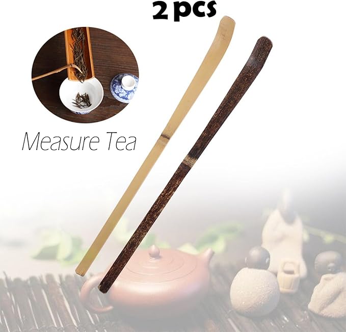 2 Pcs Bamboo Matcha Scoop, Japanese Tea Leaf Sticks Tea Whisk Scooping for Spices Condiments Coffee Powder