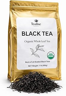 Organic English Breakfast Black Tea – High Mountain Yunnan Whole Leaf Tea – Bold, Smooth & Full-Bodied Morning Tea – 1 lb (454g) Bulk Loose Leaf – USDA Organic – Tealise