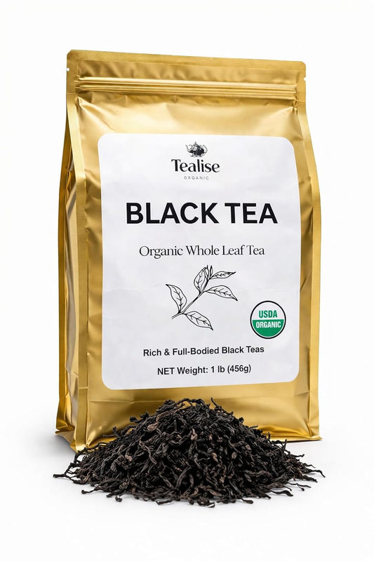 Organic English Breakfast Black Tea – High Mountain Yunnan Whole Leaf Tea – Bold, Smooth & Full-Bodied Morning Tea – 1 lb (454g) Bulk Loose Leaf