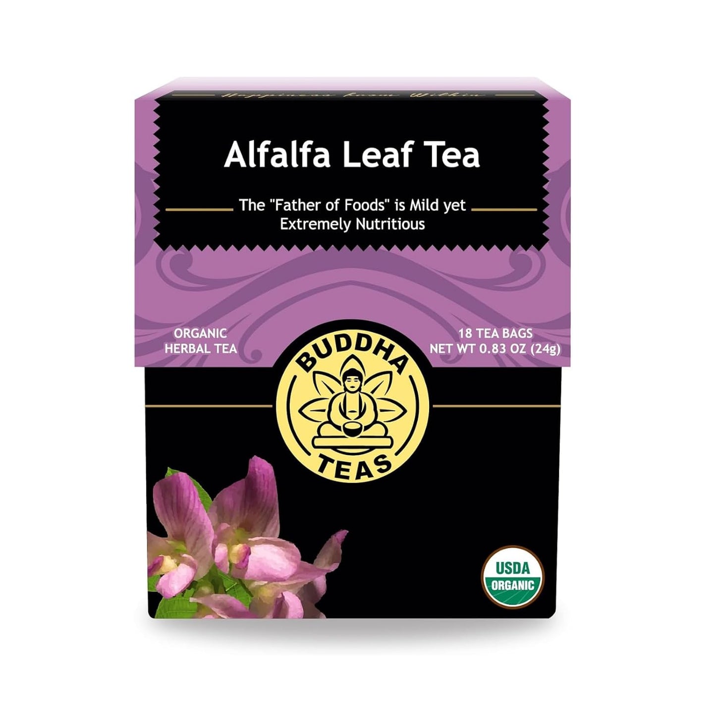 Buddha Teas - Alfalfa Leaf Tea - Herbal Tea - For Health &amp; Wellbeing - With Vitamins, Minerals &amp; Antioxidants - Clean Ingredients - Caffeine Free - OU Kosher - 18 Tea Bags (Pack of 1)