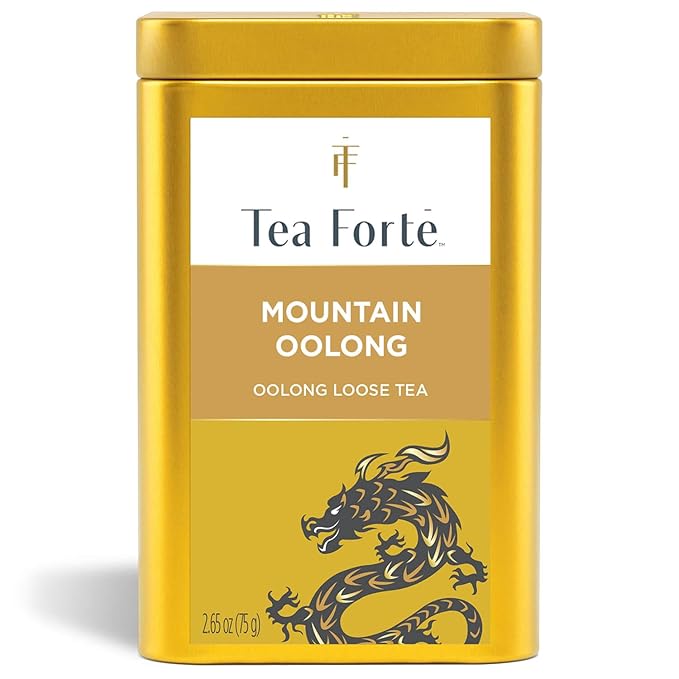Tea Forte Mountain Oolong Premium Loose Leaf Caffeinated Oolong Tea Blend Canister, Makes 35-50 Cups