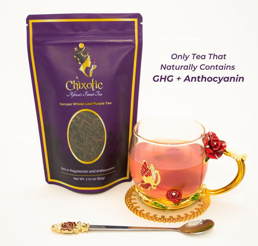 Chixotic Kenyan Purple Tea, Handrolled Loose Leaf Tea, Smooth Low Caffeine Whole Leaf Tea, Antioxidant-Rich Specialty Tea, 60g