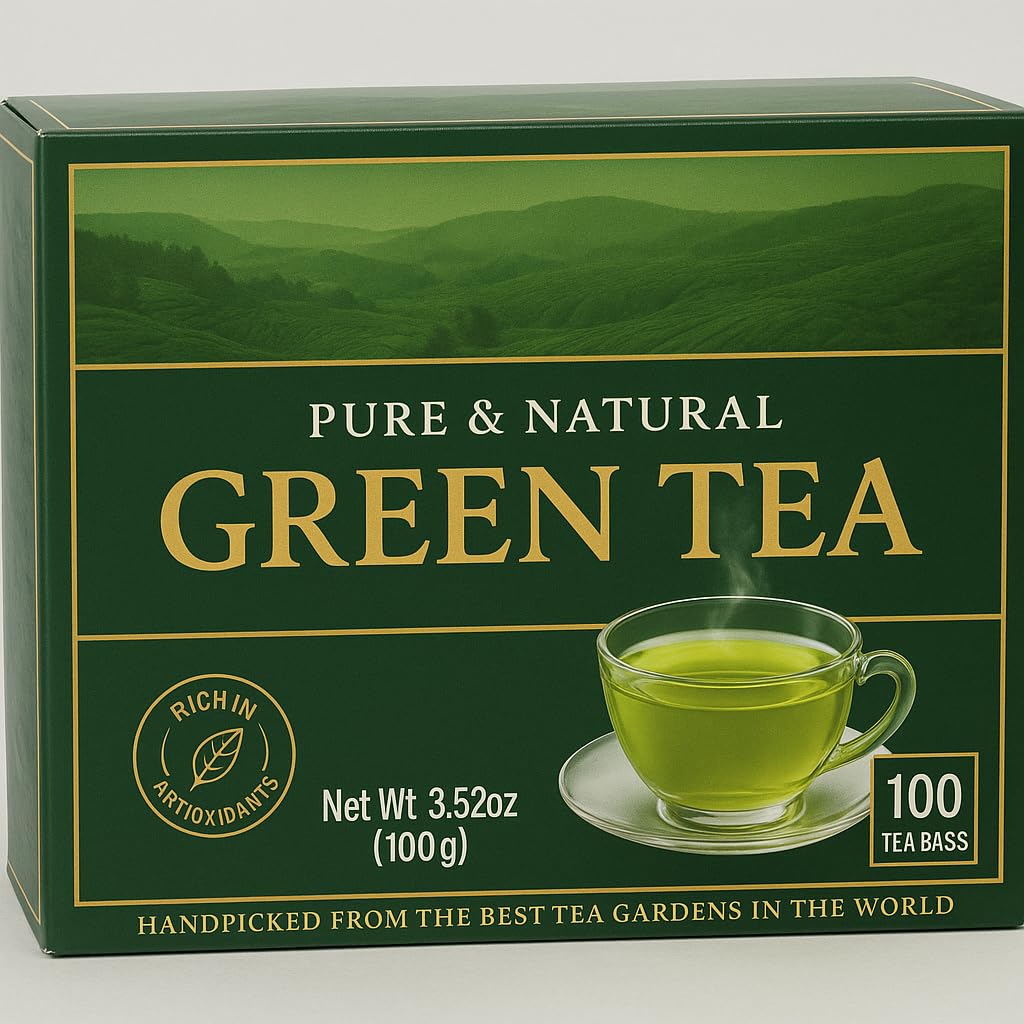Hand-Picked Black & Green Tea Bags 100 Count Pack | Bold & Smooth Premium Blend for Hot or Iced Tea | Antioxidant-Rich Breakfast Tea Fresh Flavorful & Aromatic Brew 3.52 oz (Green Tea)