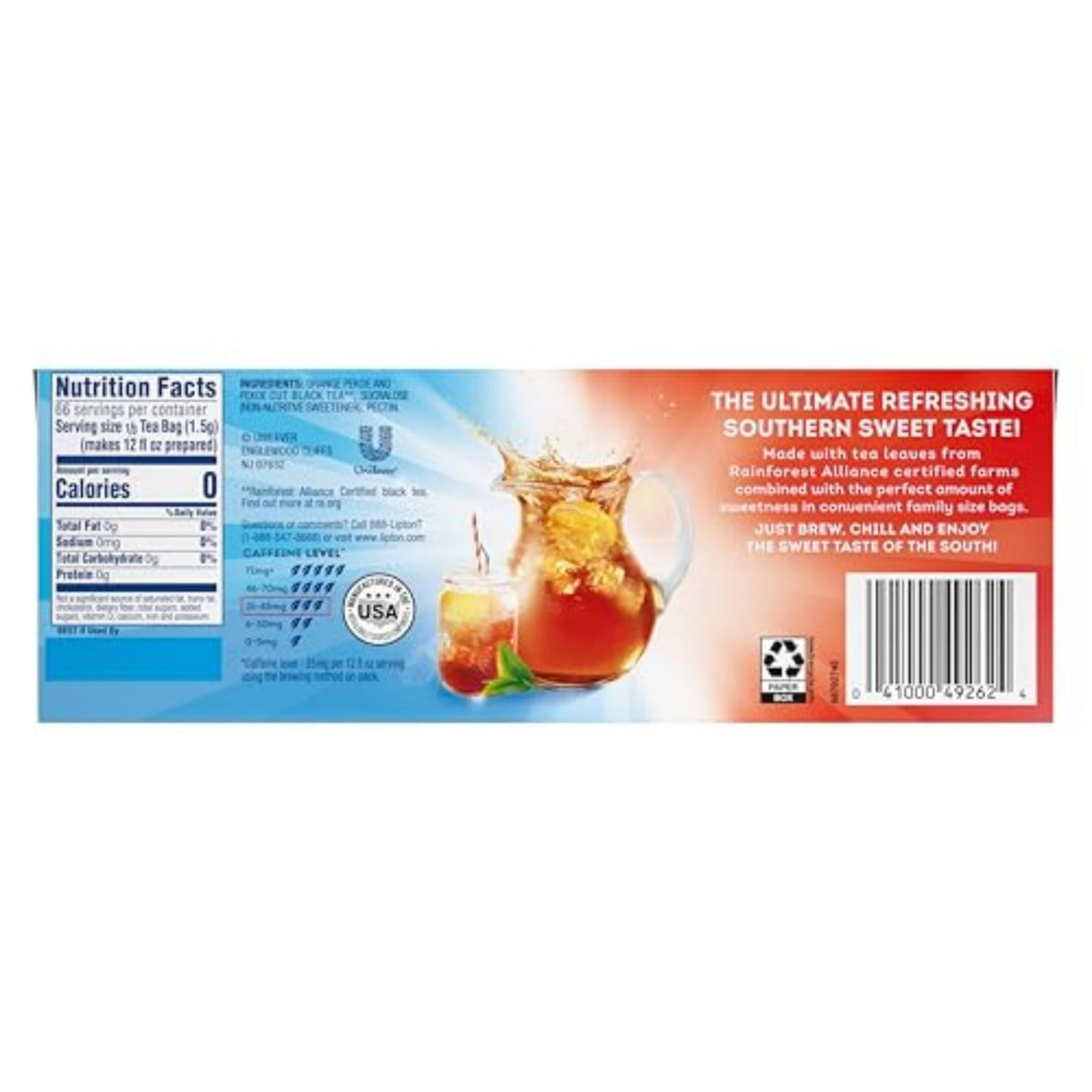 Lipton Southern Sweet Iced Tea Bags, Family Size Zero Calories, 22 Total Bags