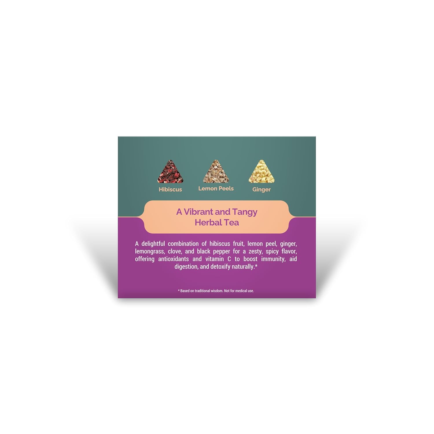 108 LIFE Natural Hibiscus Lemon Ginger Herbal Tea | 100% Natural | Caffeine Free | Supports Digestion & Immunity | With Plant-Based Biodegradable Bags | 30 Pyramid Tea Bags